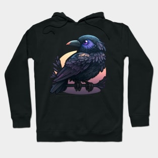 Beautiful raven with dark tones on a branch Hoodie